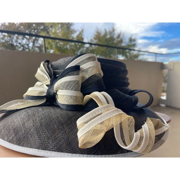 NWT Nigel Rayment 100% Natural Fiber Blue Sun Hat with Tan Ribbon - Picture 2 of 7